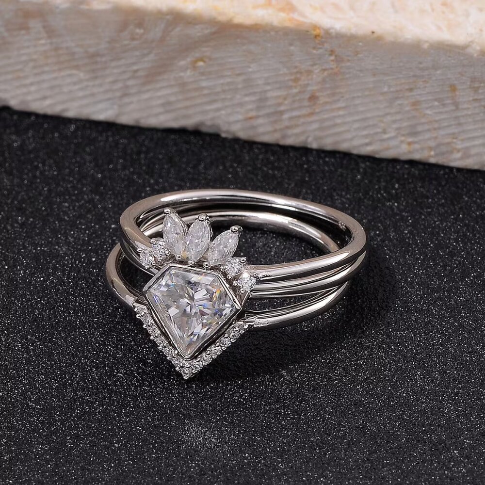 NEW Set of 3 - Diamond Cut Moissanite 2.00 ctw Stackable Ring in Sterling! 7